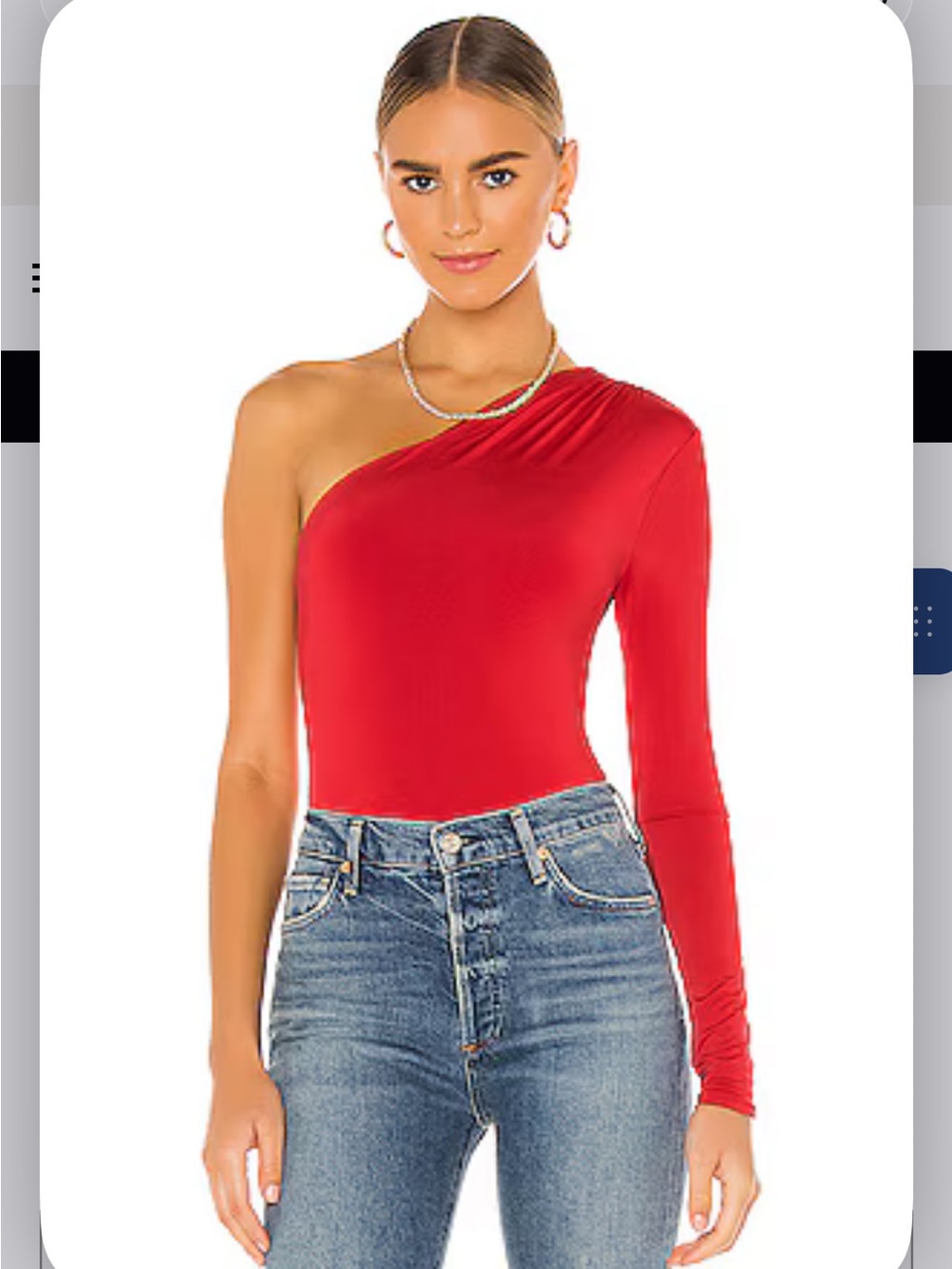 Lovers + Friends Vika One-Shoulder Red Long-Sleeve Bodysuit
